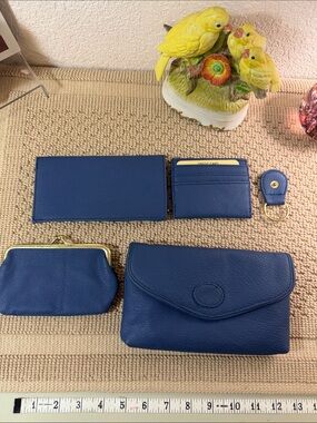 Vintage Roger Gimbel Blue 5-Piece Modular Clutch Wallet Set